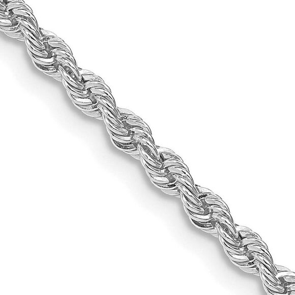 2.5mm Rhodium Plated Sterling Silver Solid Rope Chain Necklace, 22 In - Picture 1 of 5